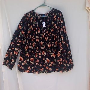 Old navy 3X black with colored flowers blouse